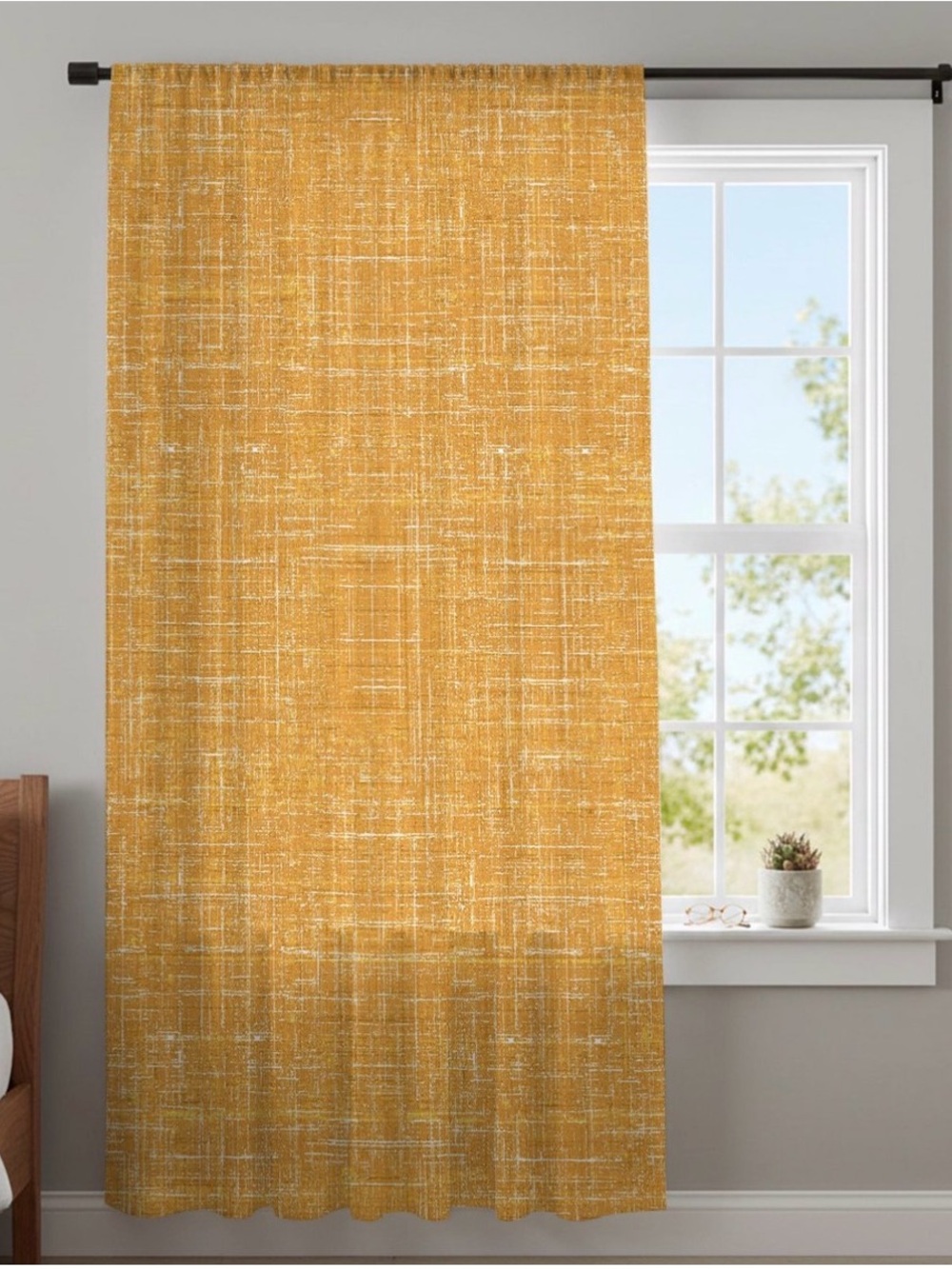 Mustard Yellow Textured Curtain Panel - Home Accents ( 4 curtains)